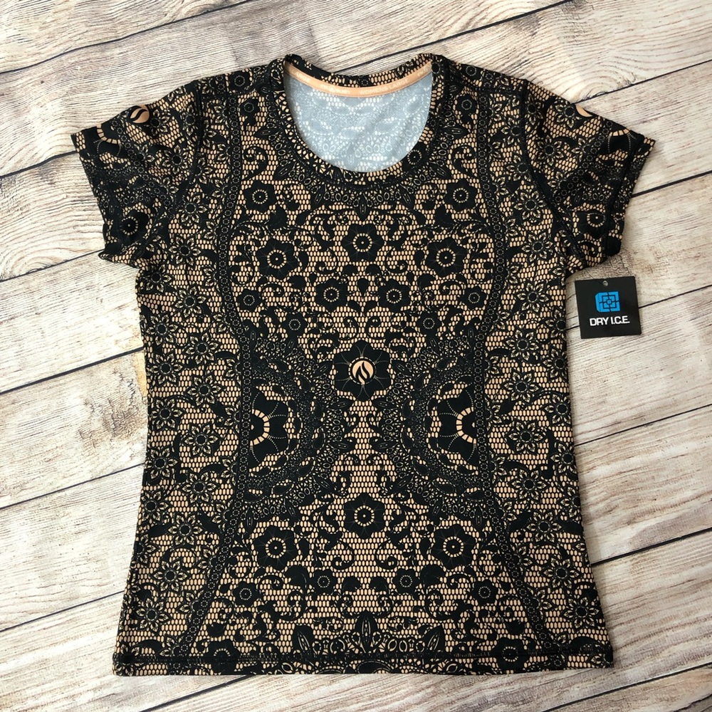 INKnBURN | NWT Black Lace Tech Athletic Top